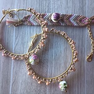 Hand crafted earrings and bracelet set